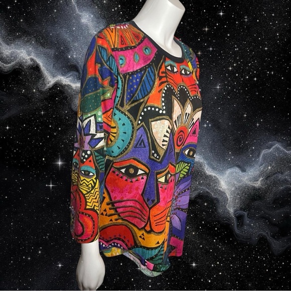 Laurel Burch Laurel's Garden Vibrant Abstract Women's T-Shirt Size XXL - Picture 2 of 11